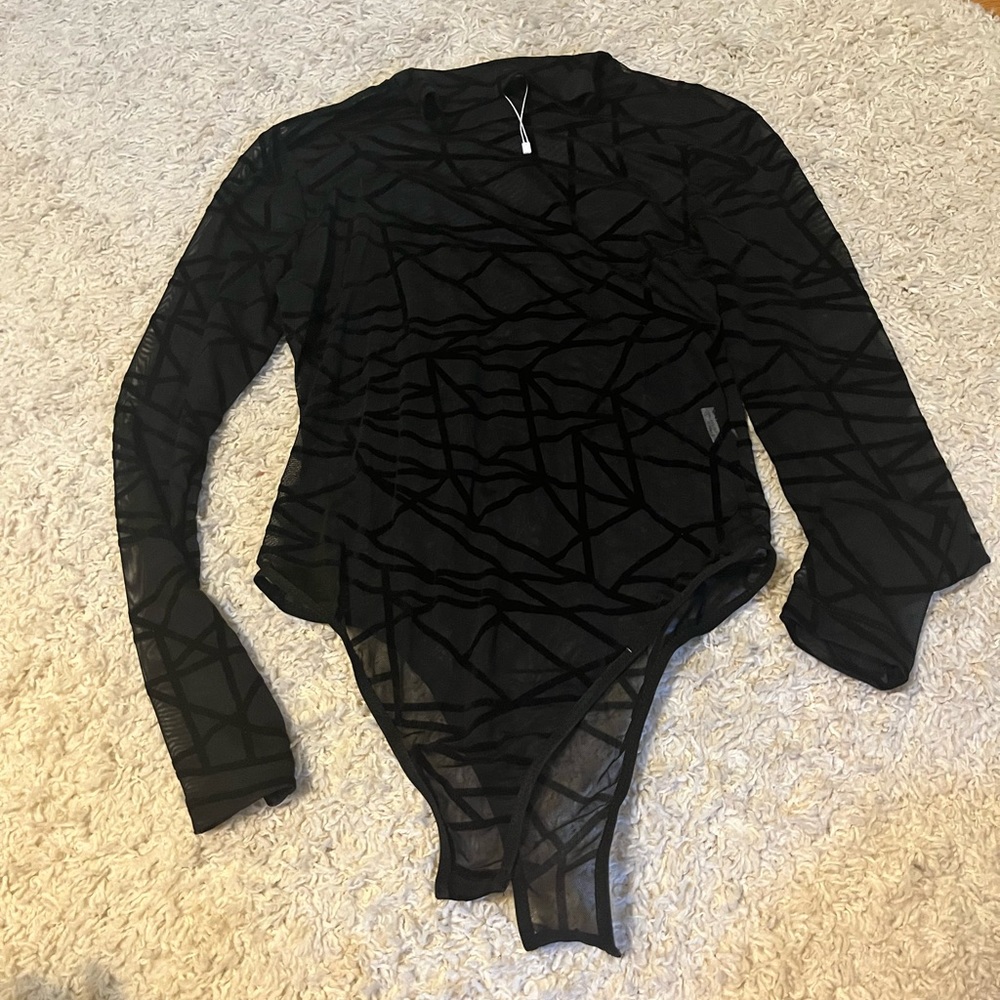 mesh geometric bodysuit size large